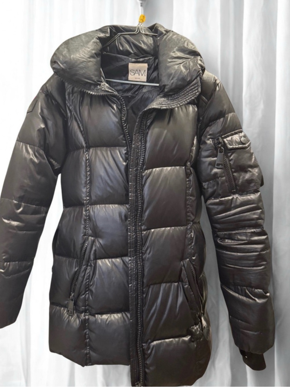 SAM. Black Quilted Puffer Jacket with Hood